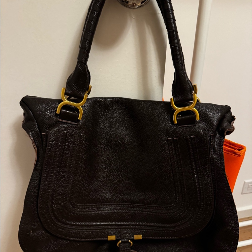 Chloe dark brown/cherry Leather Shoulder Bag with Gold-Tone Hardware